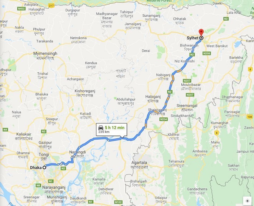 Dhaka To Sylhet Train Route Map