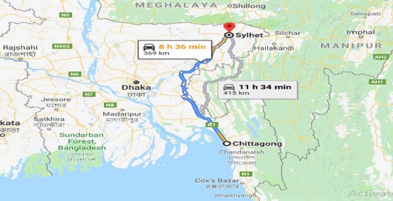 Chittagong To Sylhet Train Route Map