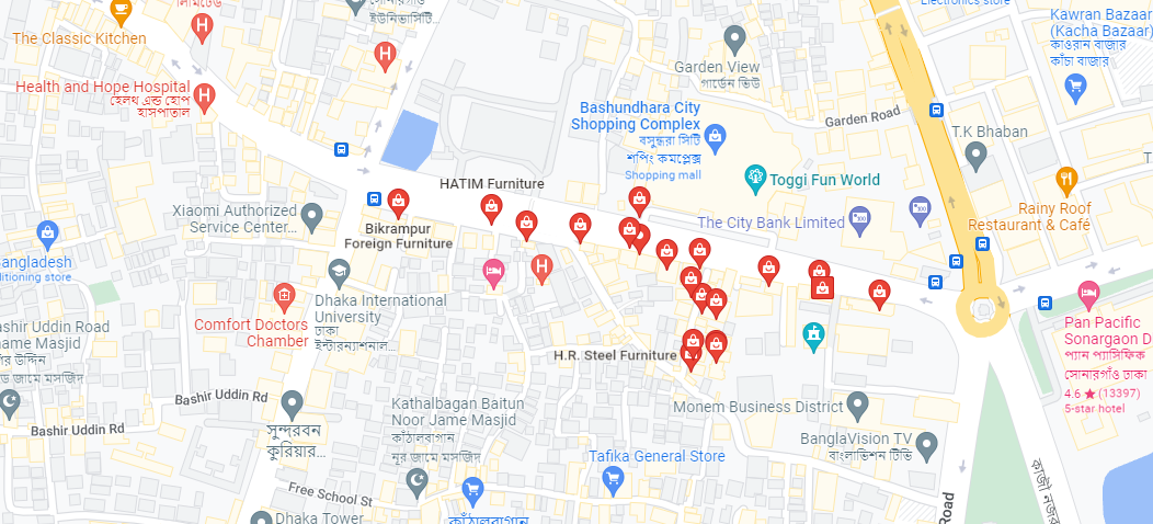 Panthapath Furniture Market Map