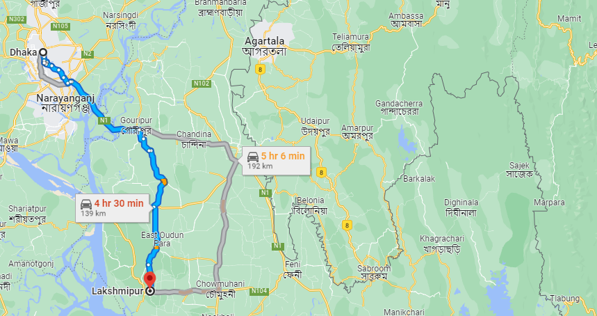 Dhaka To Lakshmipur Bus Service Google Map
