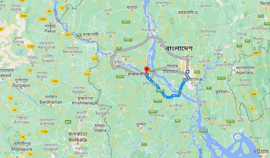 Dhaka To Rajbari Bus Service Route Map
