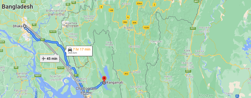 Dhaka To Rangamati Bus Route Map