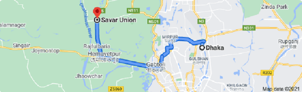 Dhaka To Savar Bus Route Map